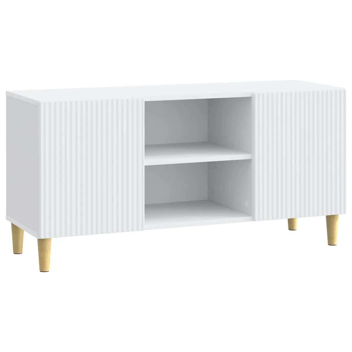White Modern TV Cabinet with Swing Doors