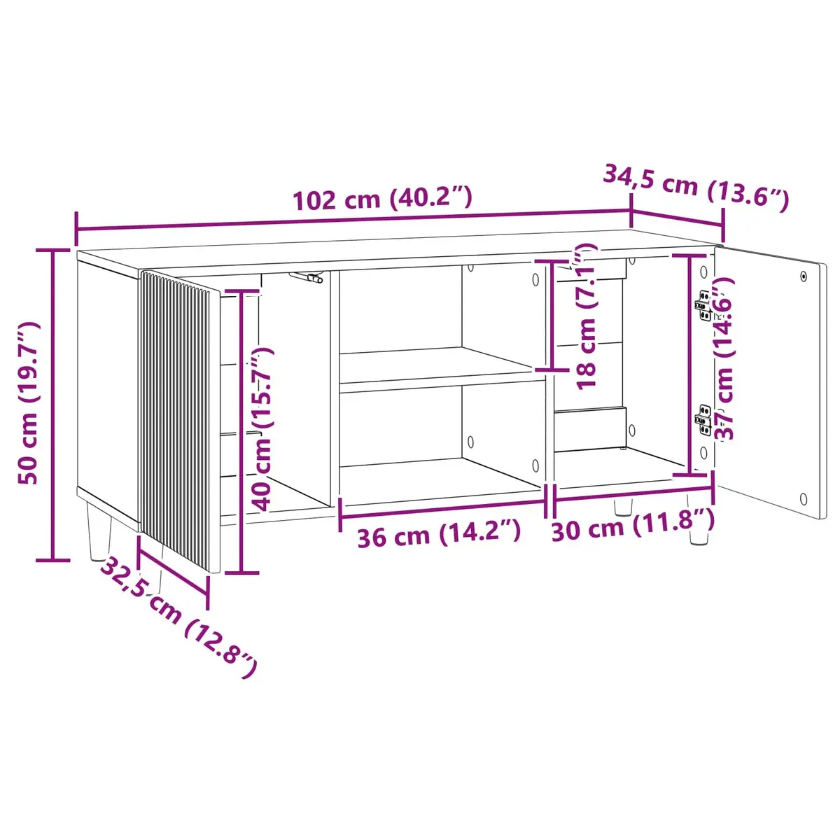 White Modern TV Cabinet with Swing Doors