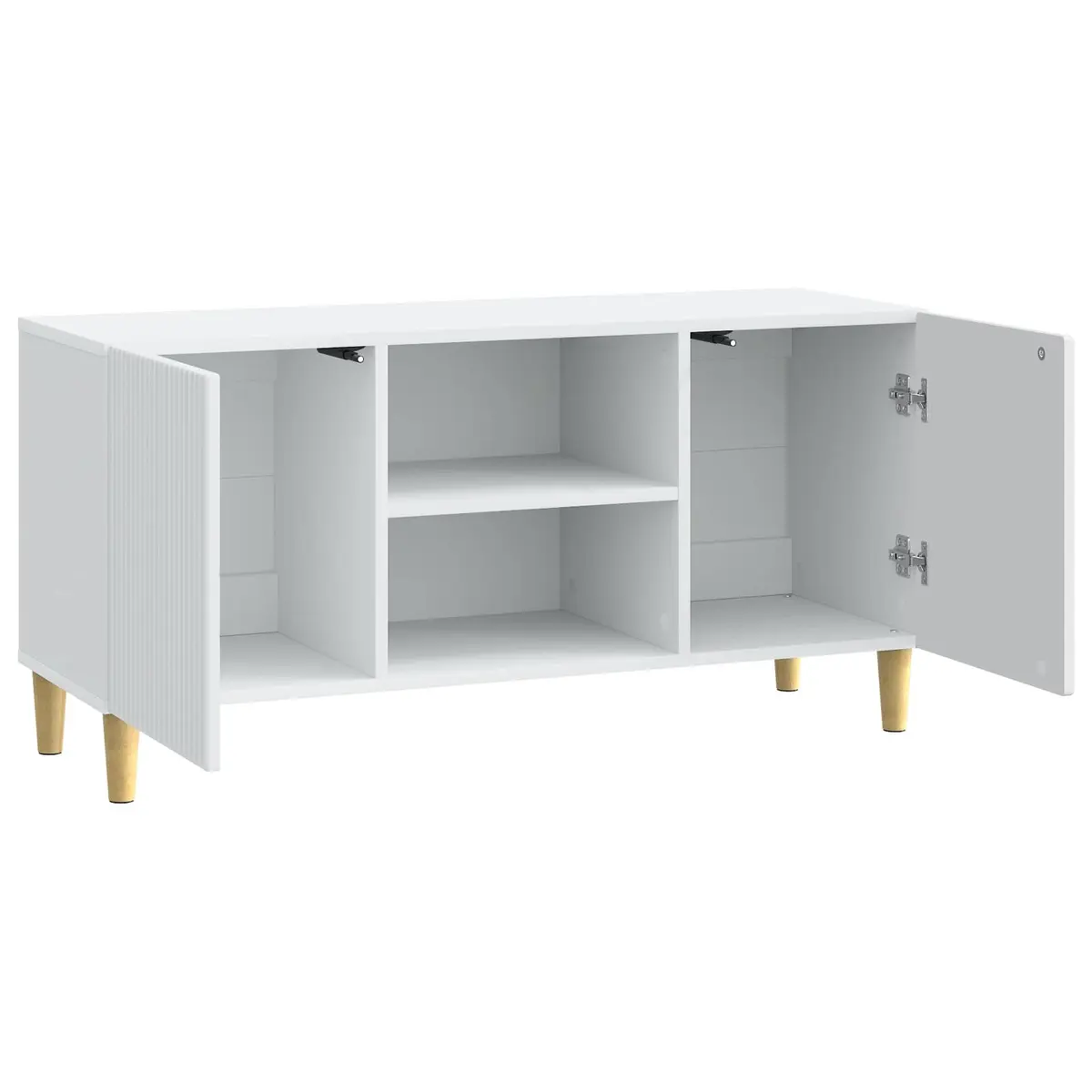White Modern TV Cabinet with Swing Doors