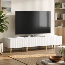 Sturdy White TV Cabinet with Drawer for Modern Living Rooms