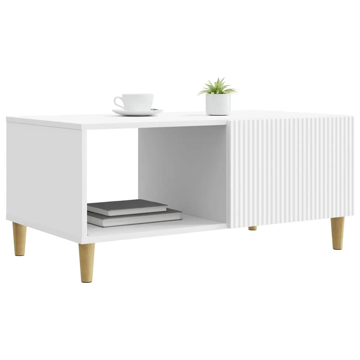 Coffee Table Engineered Wood 90 x 50 x 40 cm White Vintage Storage Living Room