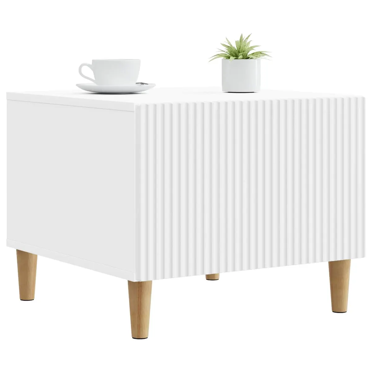 White Coffee Table with Drawer and Open Shelf