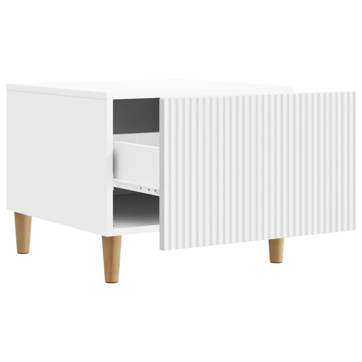 White Coffee Table with Drawer and Open Shelf