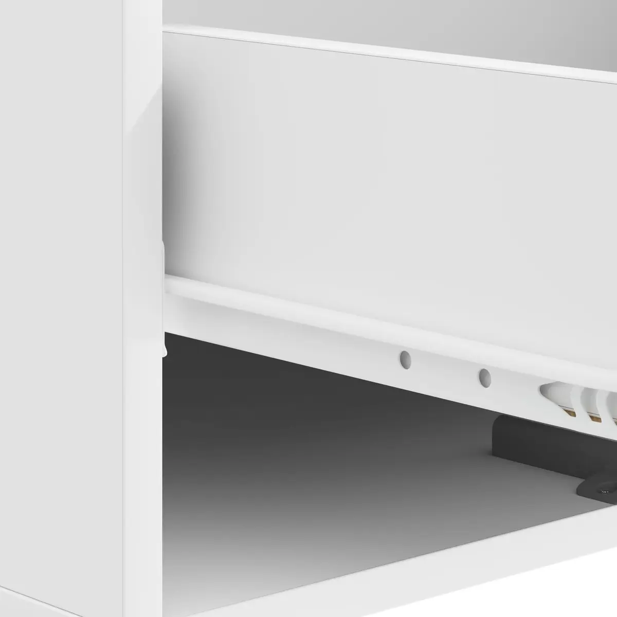 White Coffee Table with Drawer and Open Shelf