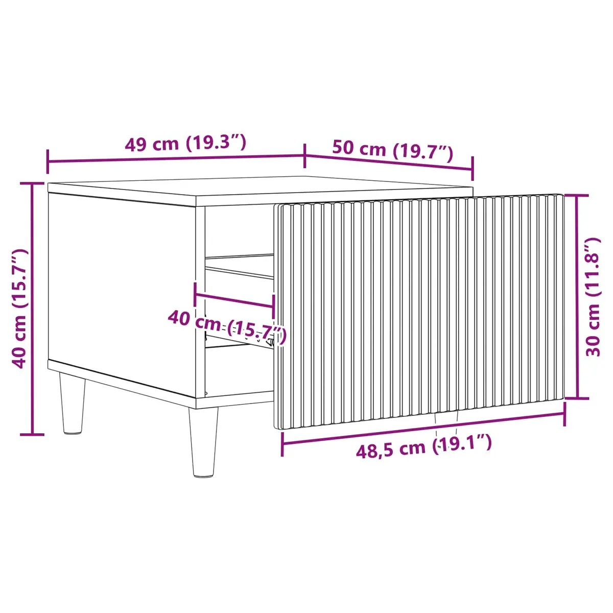 White Coffee Table with Drawer and Open Shelf
