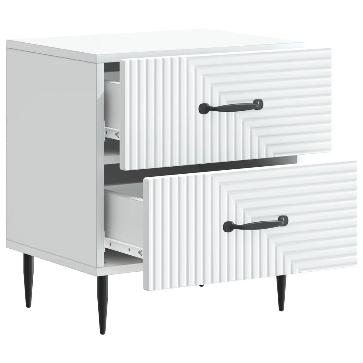 White Bedside Cabinet with Metal Legs