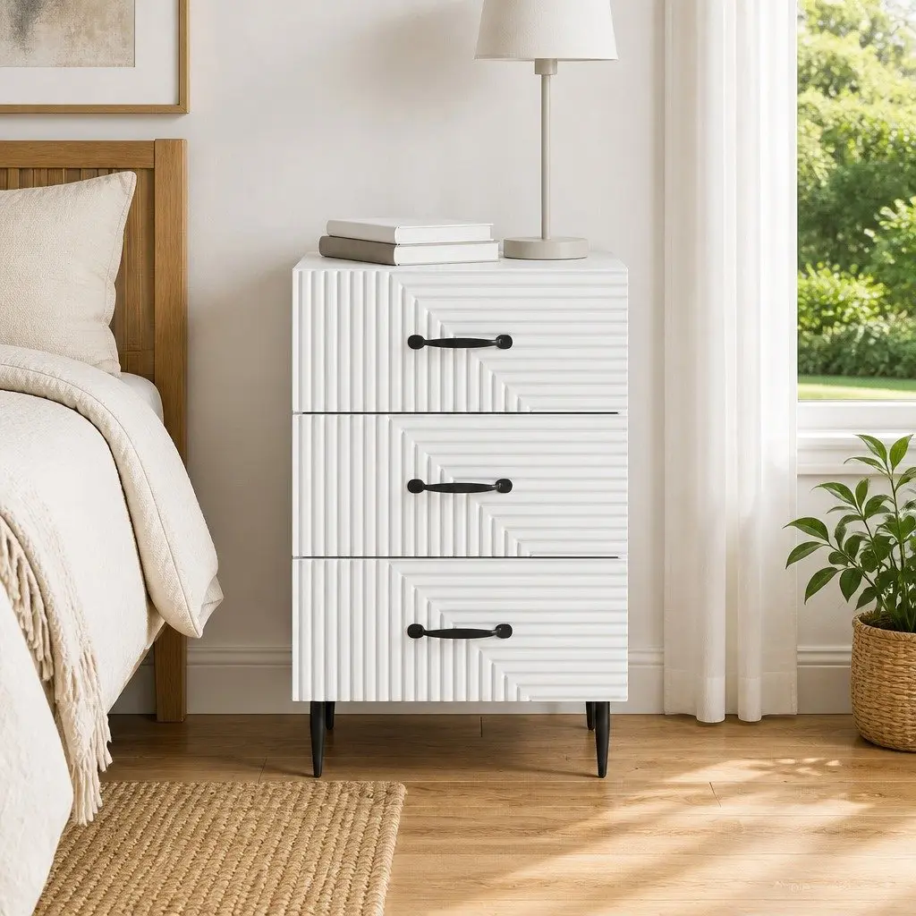 Bedside Table Engineered Wood 43 x 41 x 66.5 cm White