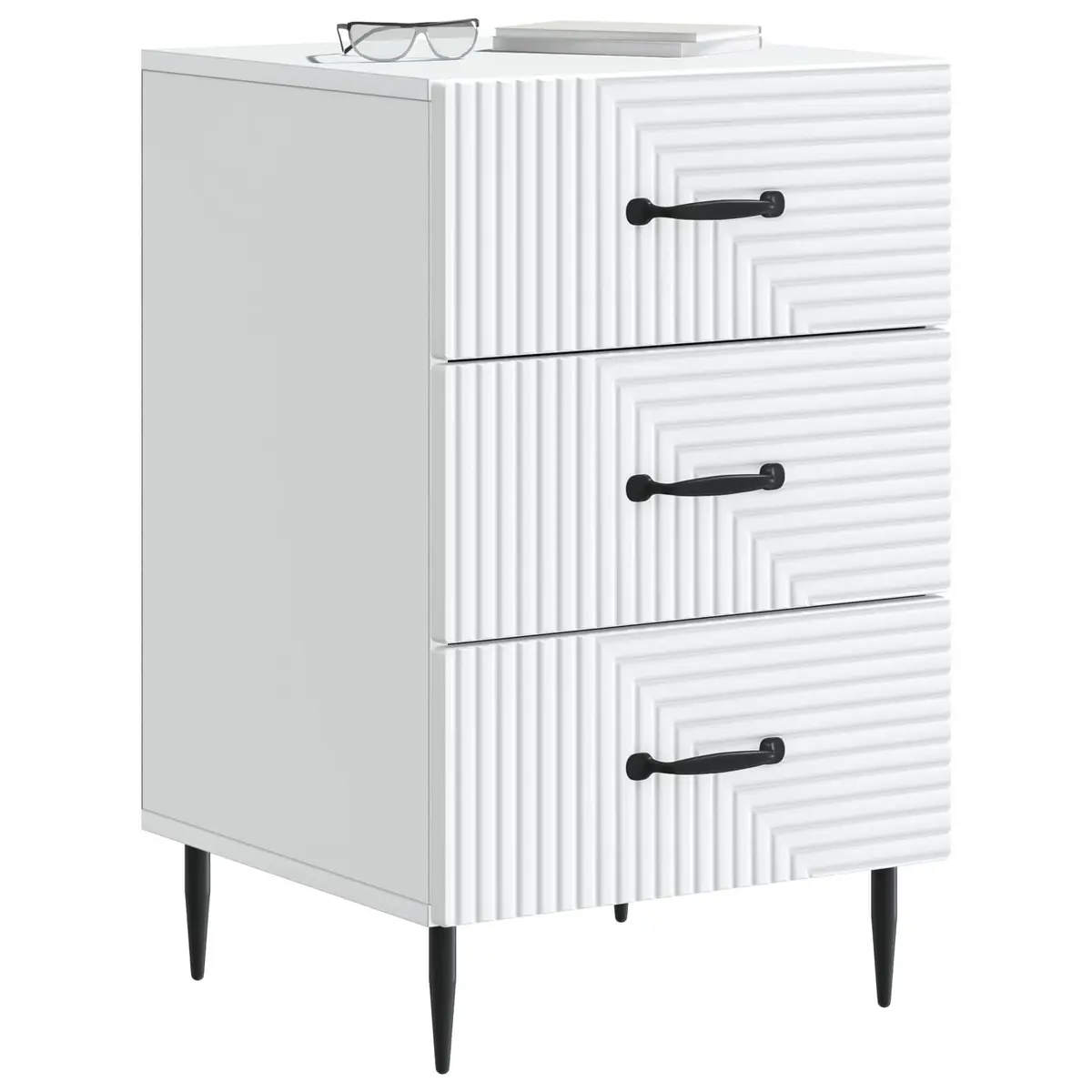Bedside Table Engineered Wood 43 x 41 x 66.5 cm White