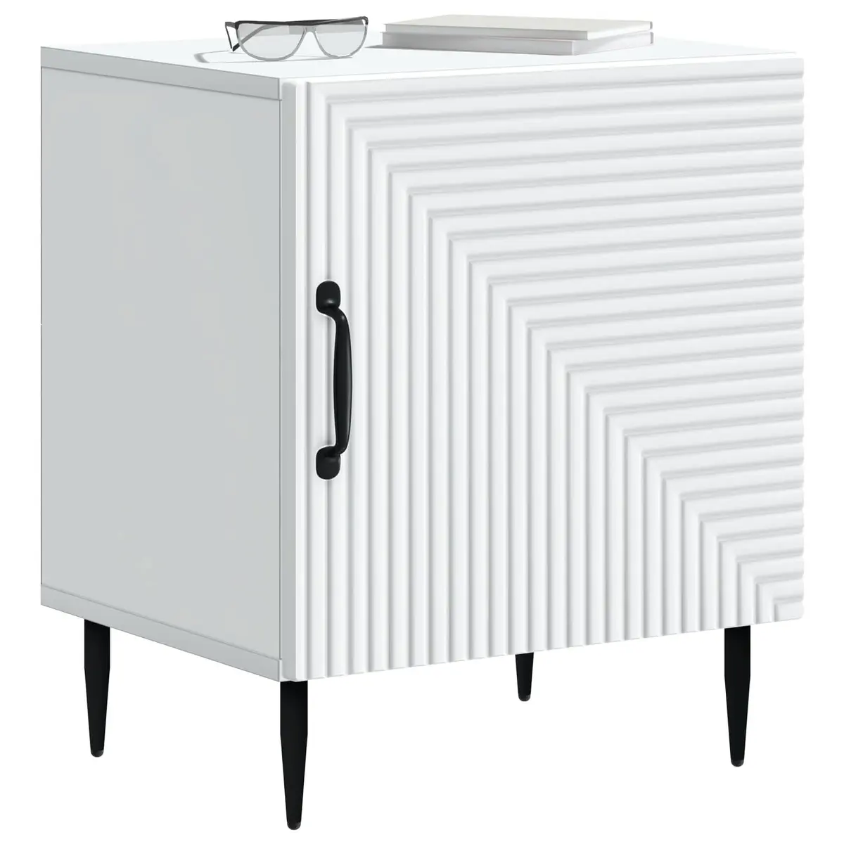 White Bedside Cabinet with Metal Legs 43 x 34.5 x 50cm