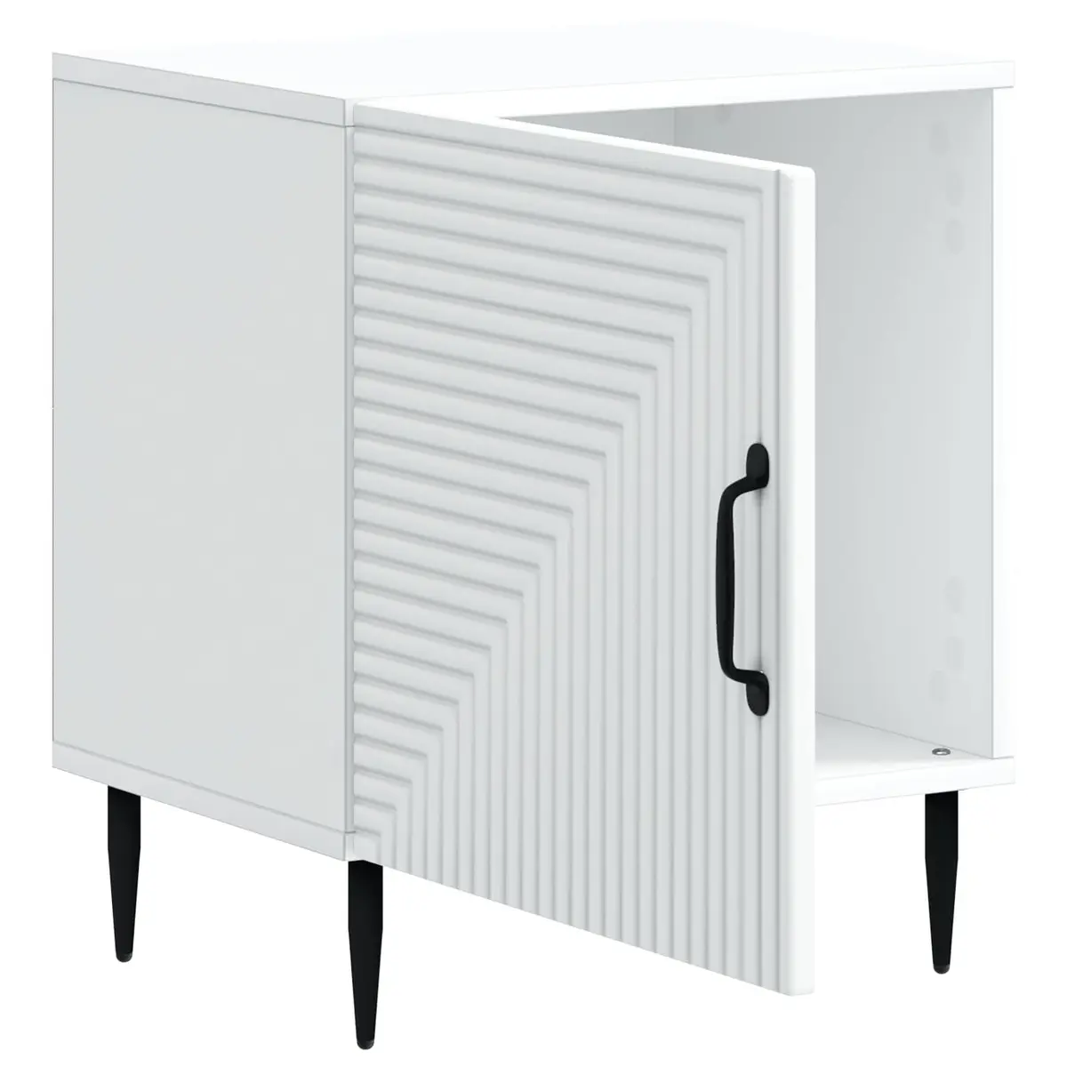 White Bedside Cabinet with Metal Legs 43 x 34.5 x 50cm