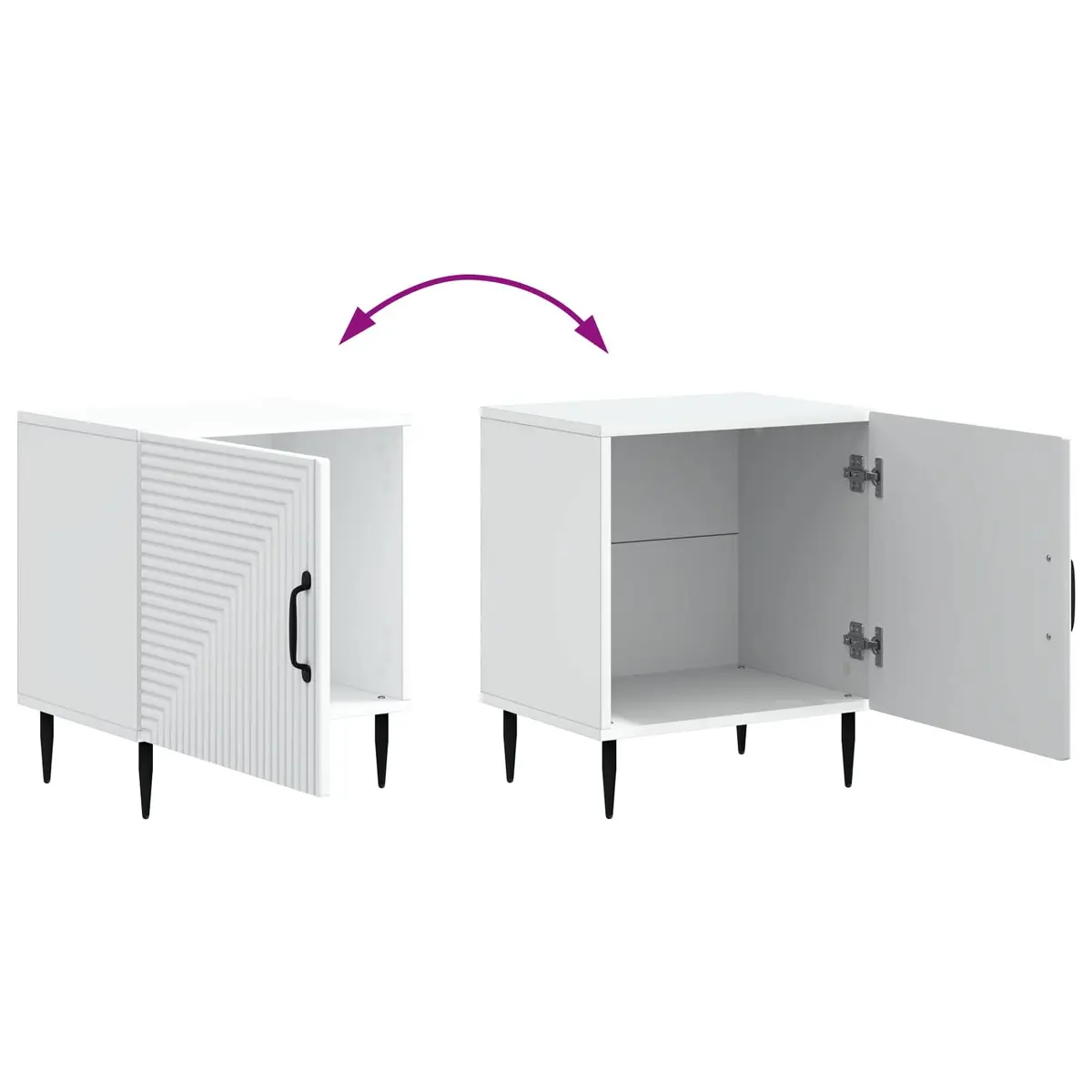 White Bedside Cabinet with Metal Legs 43 x 34.5 x 50cm