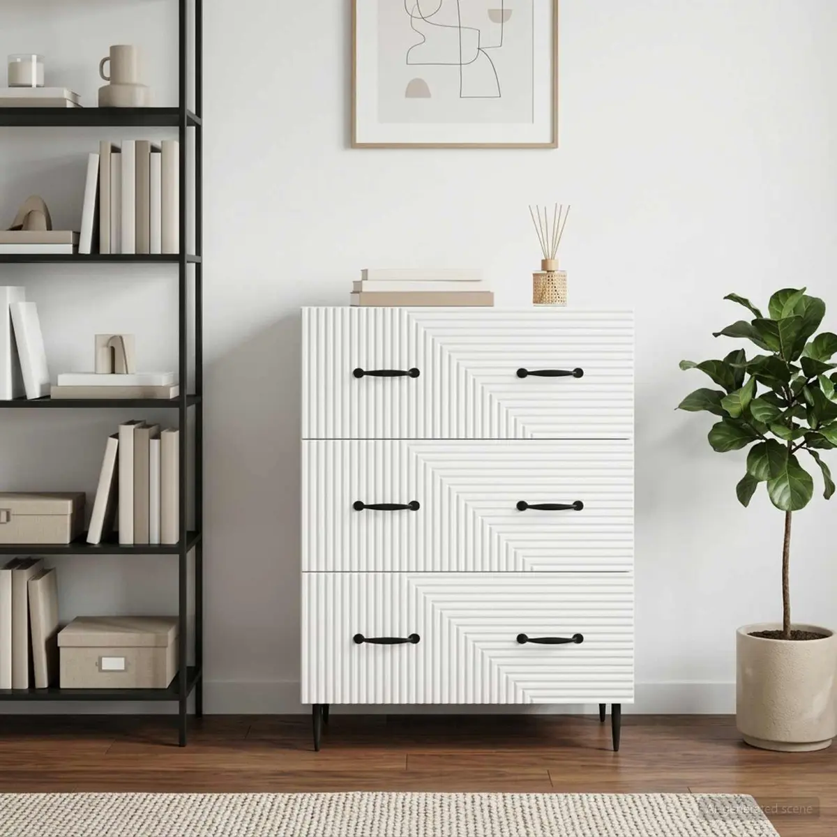 Drawer Cabinet Engineered Wood 66 x 34.5 x 89.5 cm White