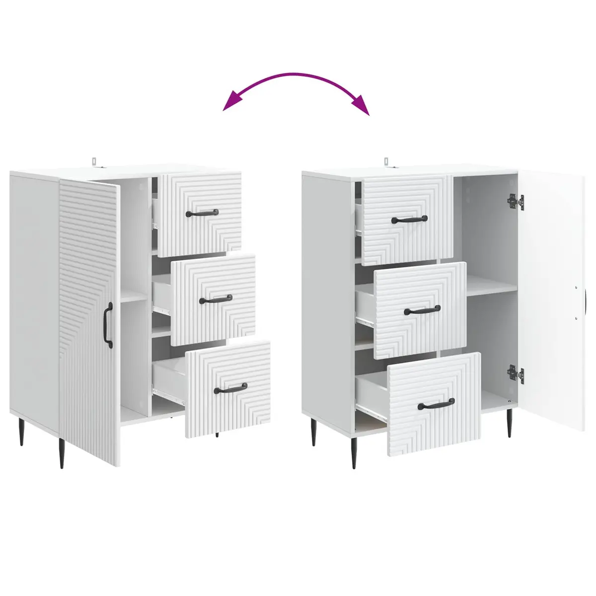 Sideboard White Modern Storage Cabinet Engineered Wood Furniture with Doors