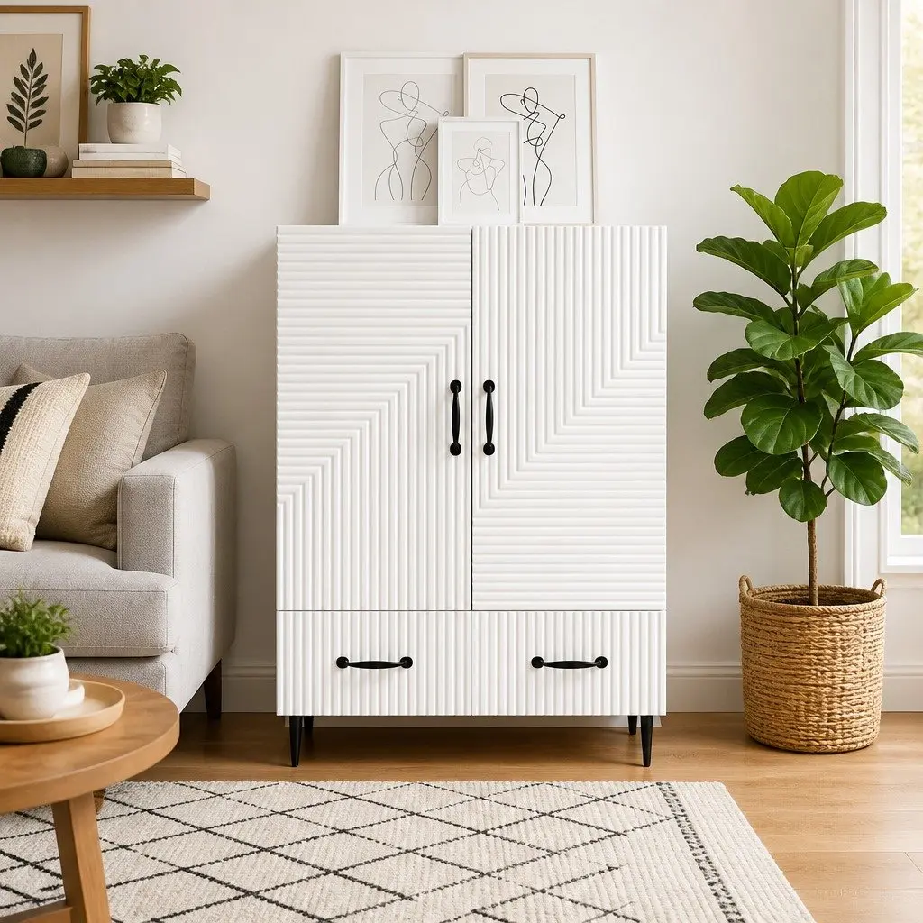 White Sideboard Storage Cabinet for Living Spaces