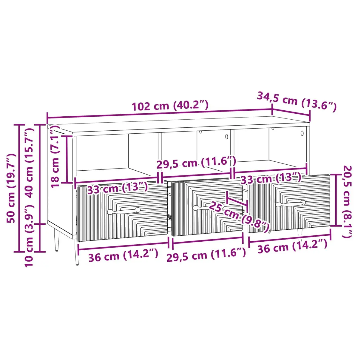 White Engineered Wood TV Cabinet with Drawer 102cm