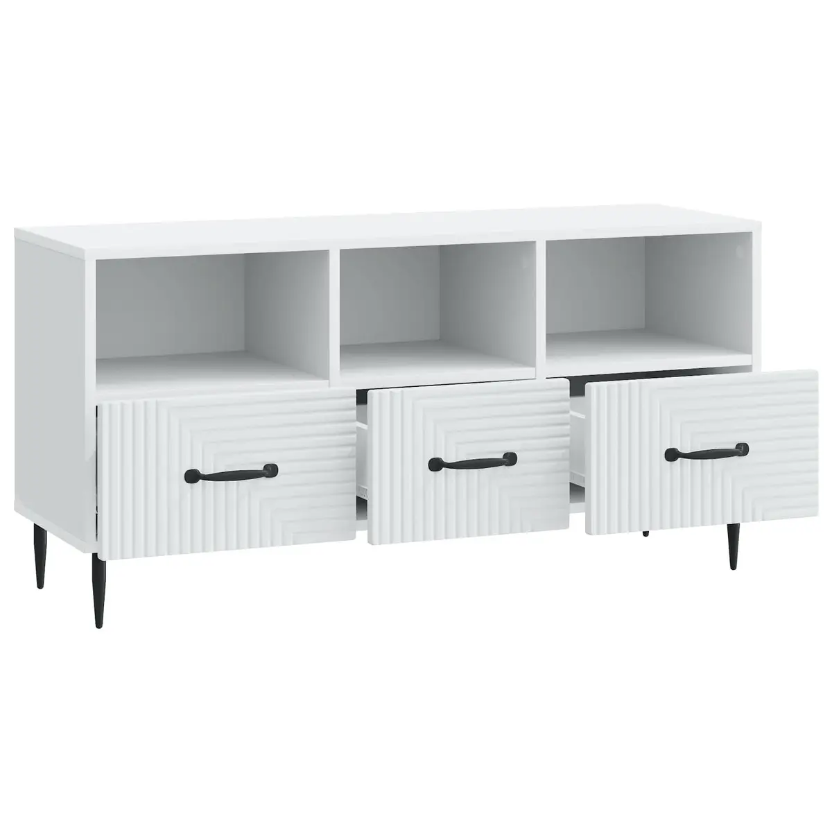 White Engineered Wood TV Cabinet with Drawer 102cm