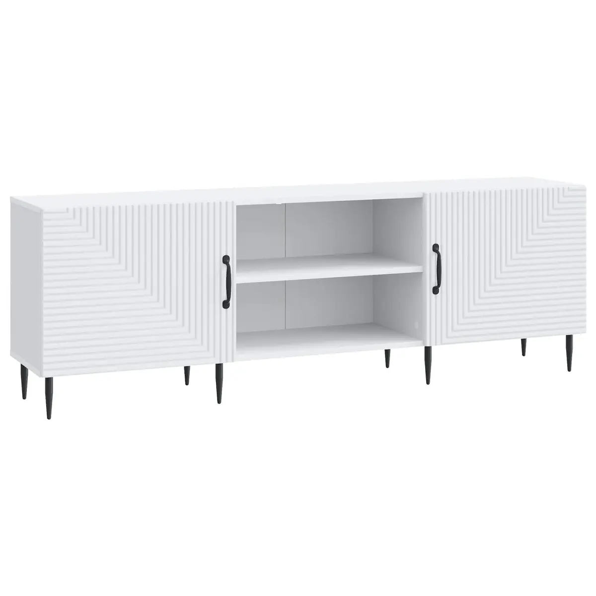 White Engineered Wood TV Cabinet with Storage