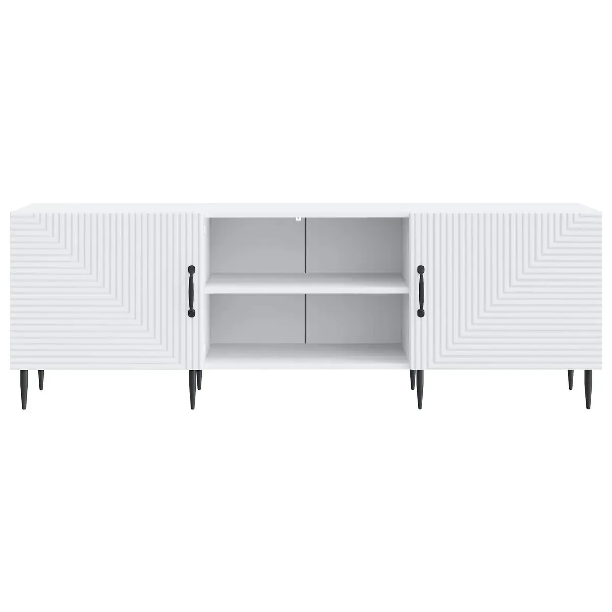 White Engineered Wood TV Cabinet with Storage
