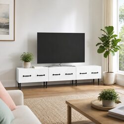 Stylish White TV Cabinet with Drawer for Modern Spaces