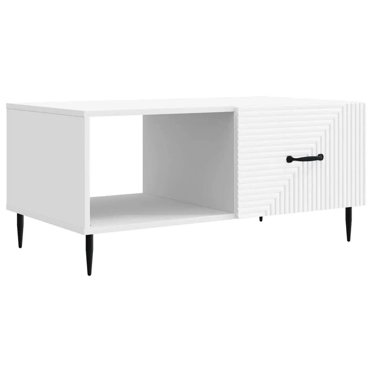 Rectangular White Coffee Table with Storage