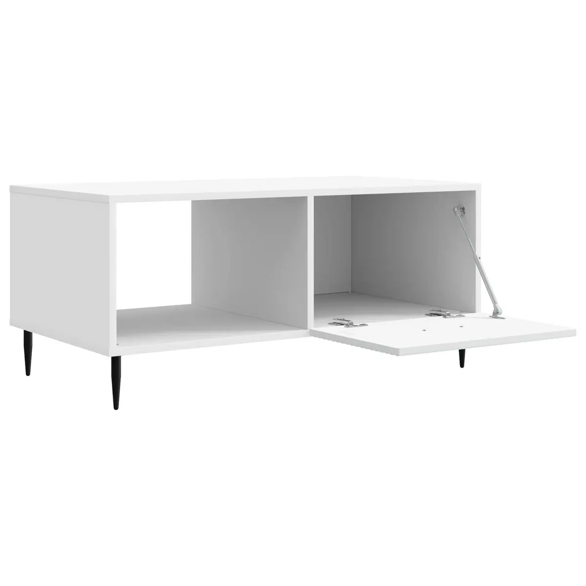 Rectangular White Coffee Table with Storage