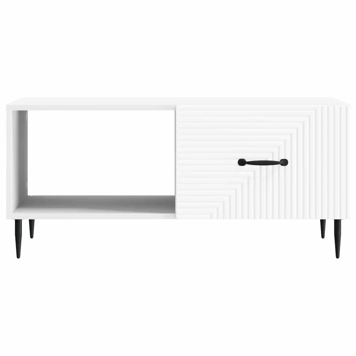 Rectangular White Coffee Table with Storage