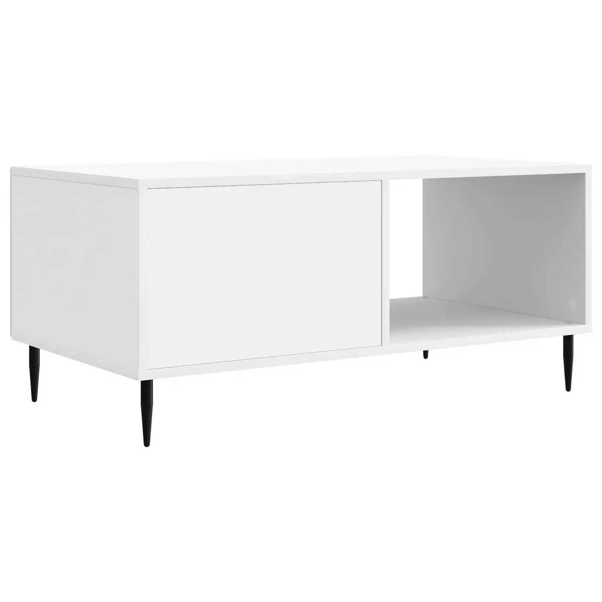 Rectangular White Coffee Table with Storage