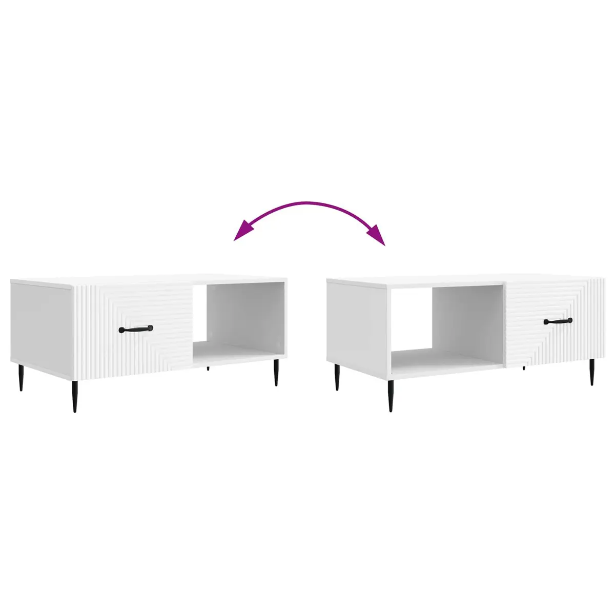 Rectangular White Coffee Table with Storage