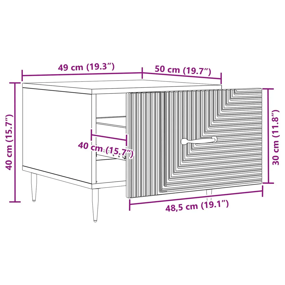 Coffee Table with Drawer in White Engineered Wood