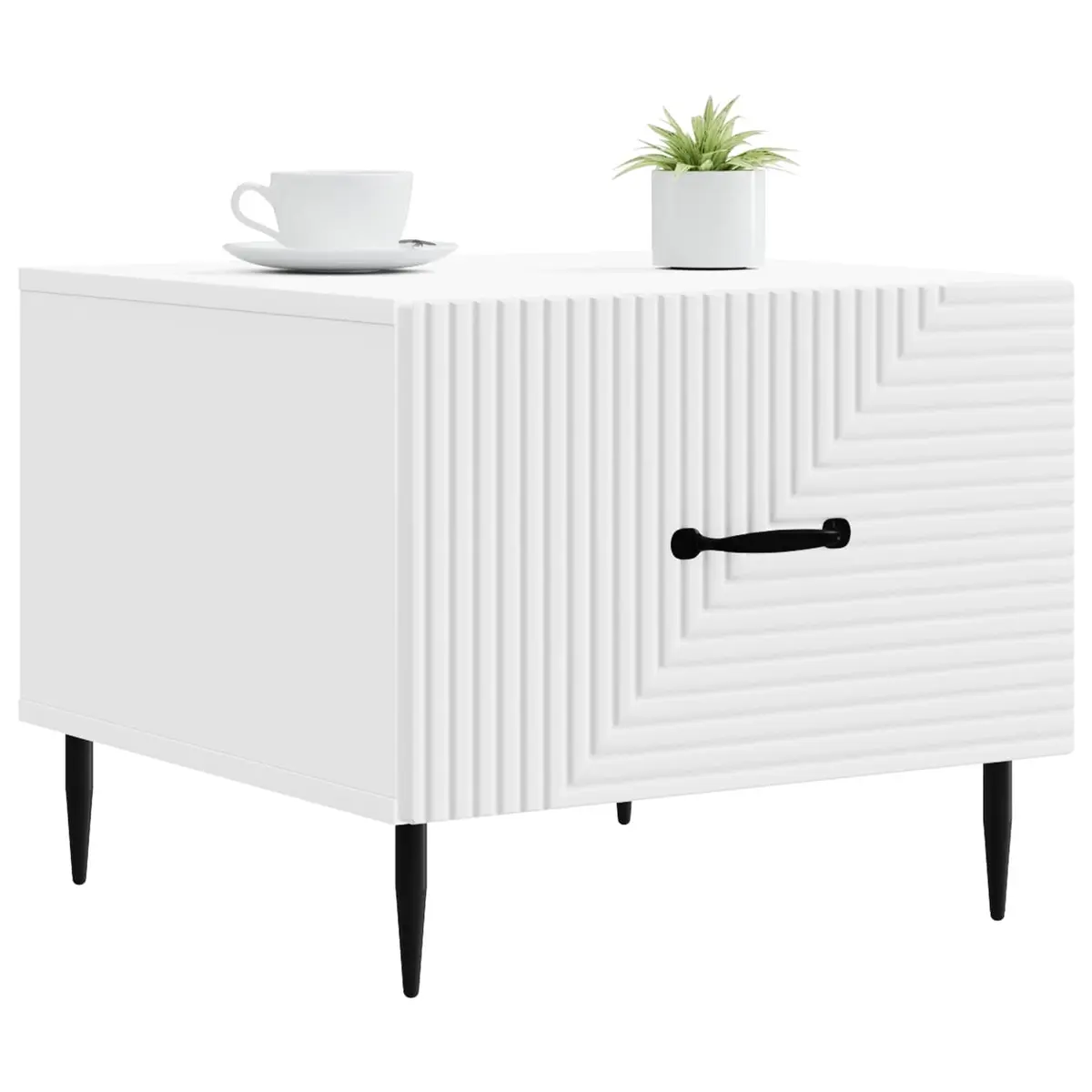 Coffee Table with Drawer in White Engineered Wood