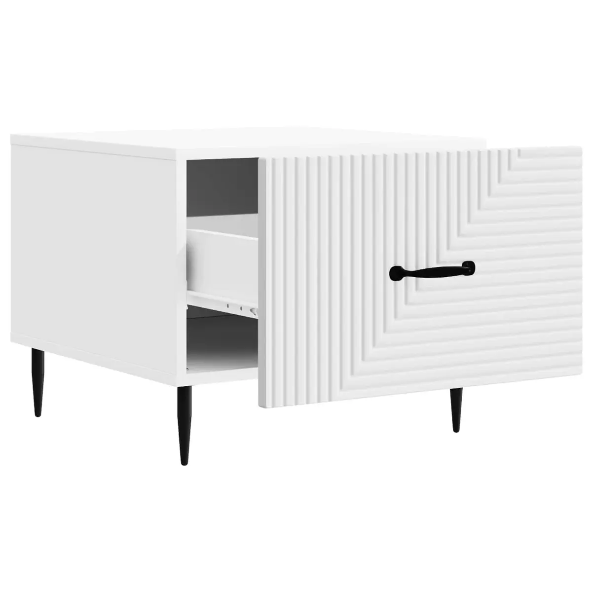 Coffee Table with Drawer in White Engineered Wood