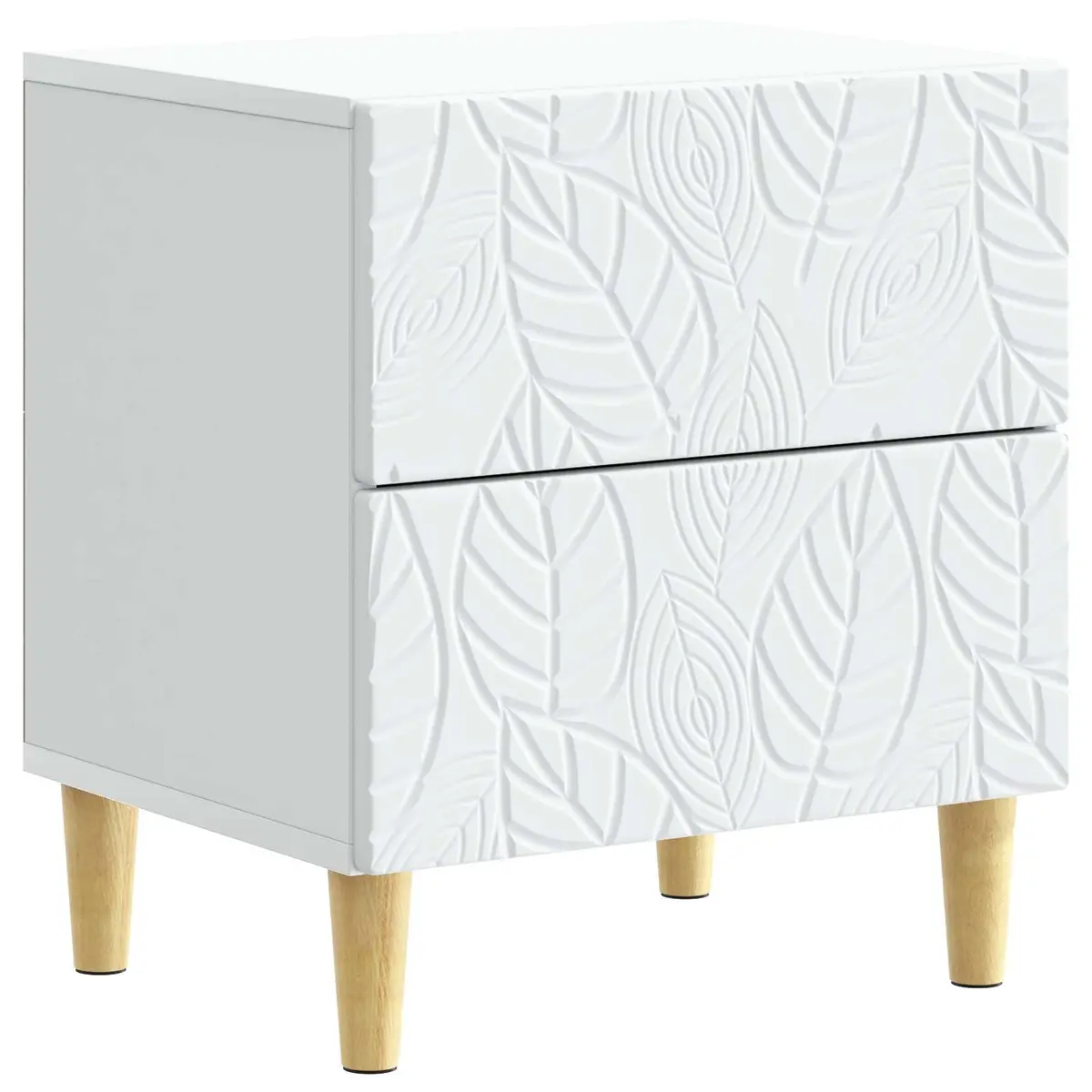 White Engineered Wood Nightstand with Drawer