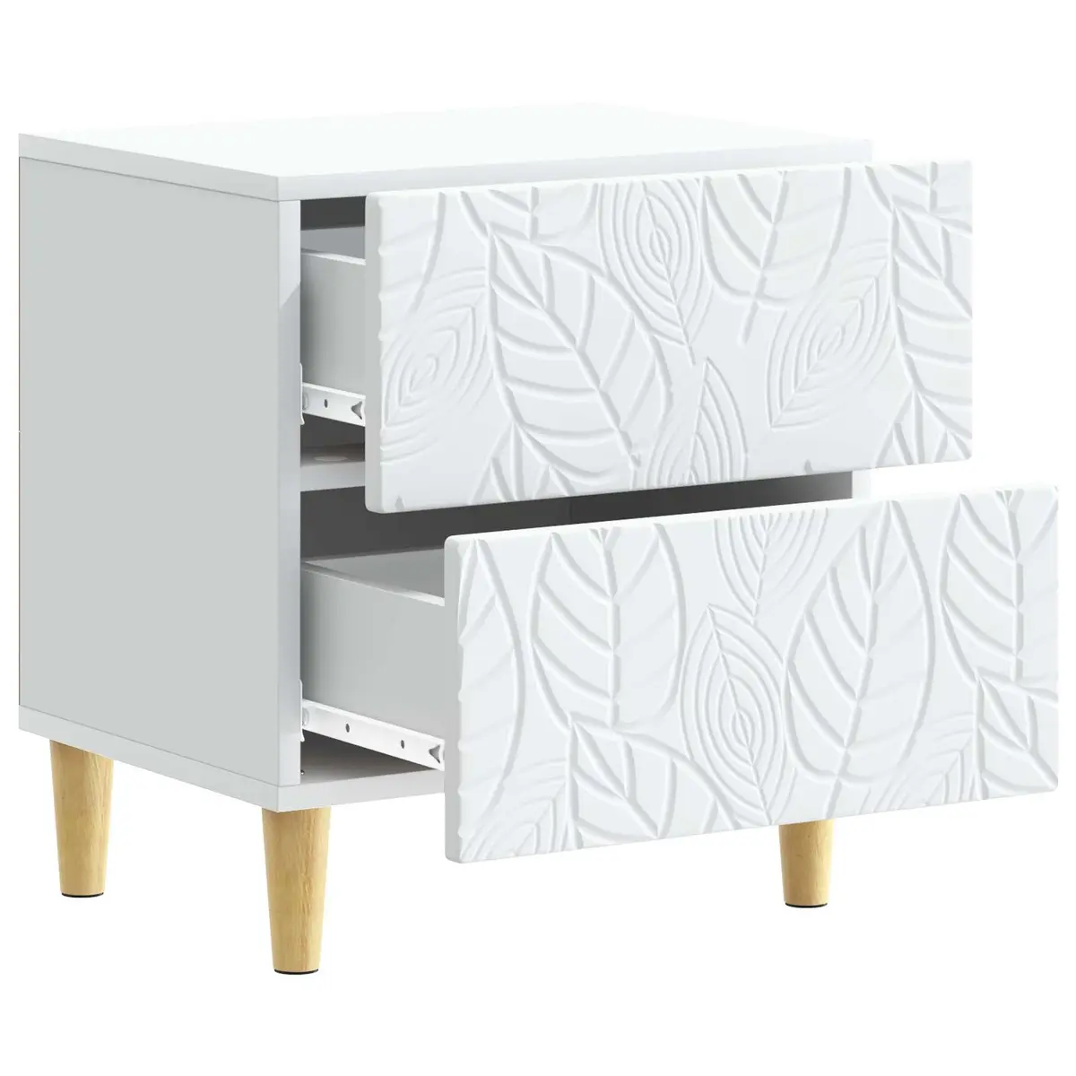 White Engineered Wood Nightstand with Drawer
