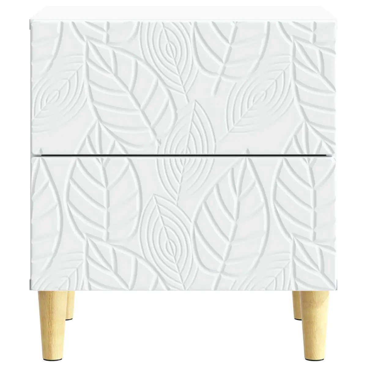 White Engineered Wood Nightstand with Drawer