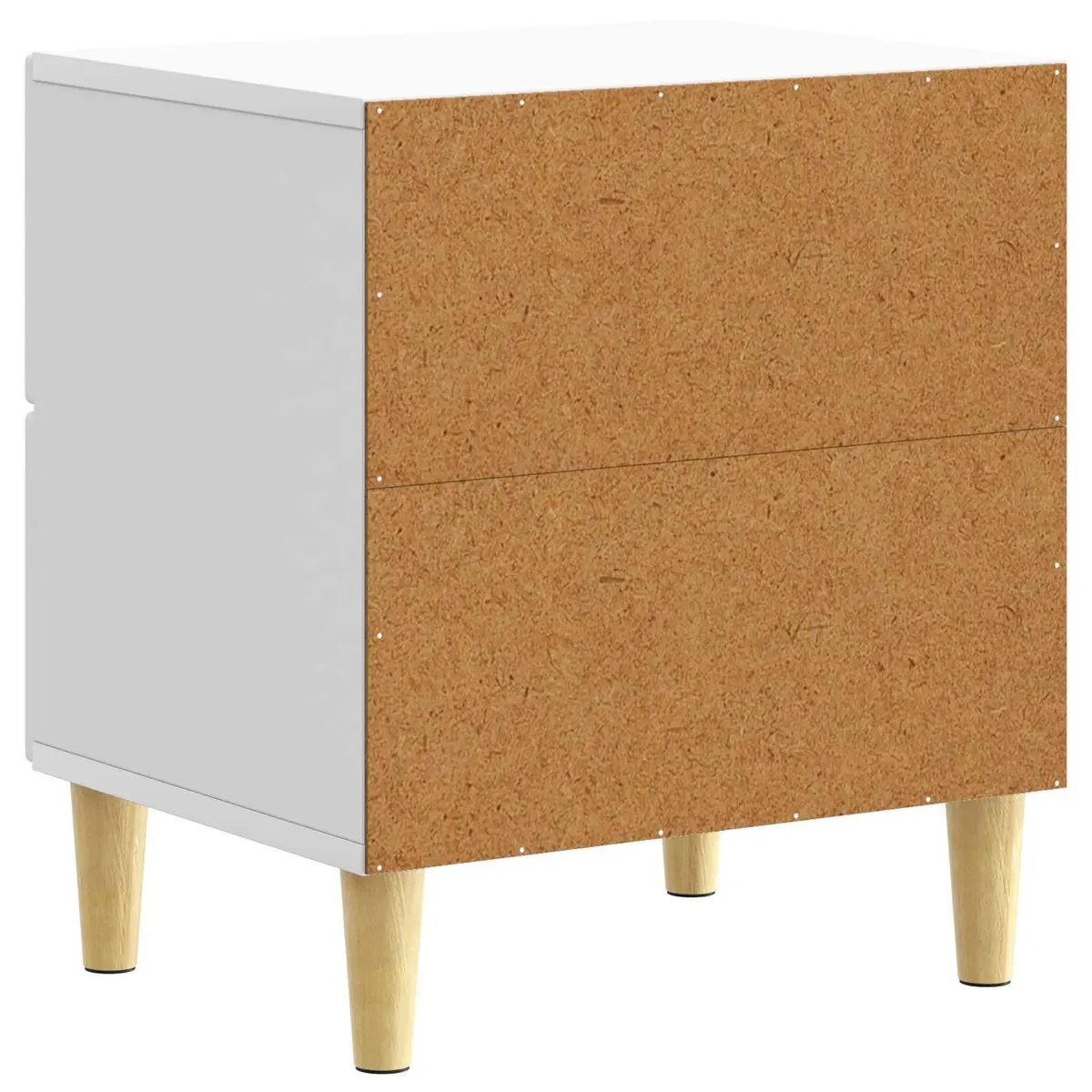 White Engineered Wood Nightstand with Drawer