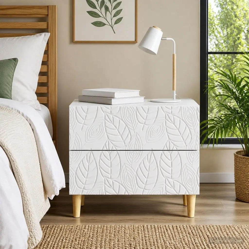 White Bedside Table with Durable Storage