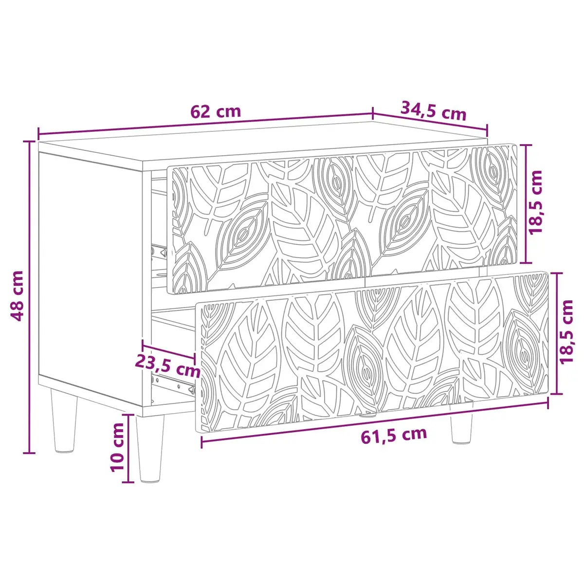 White Bedside Table with Durable Storage