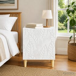 Bedside Table White 43 x 34.5 x 50 cm Modern Bedroom Nightstand Storage