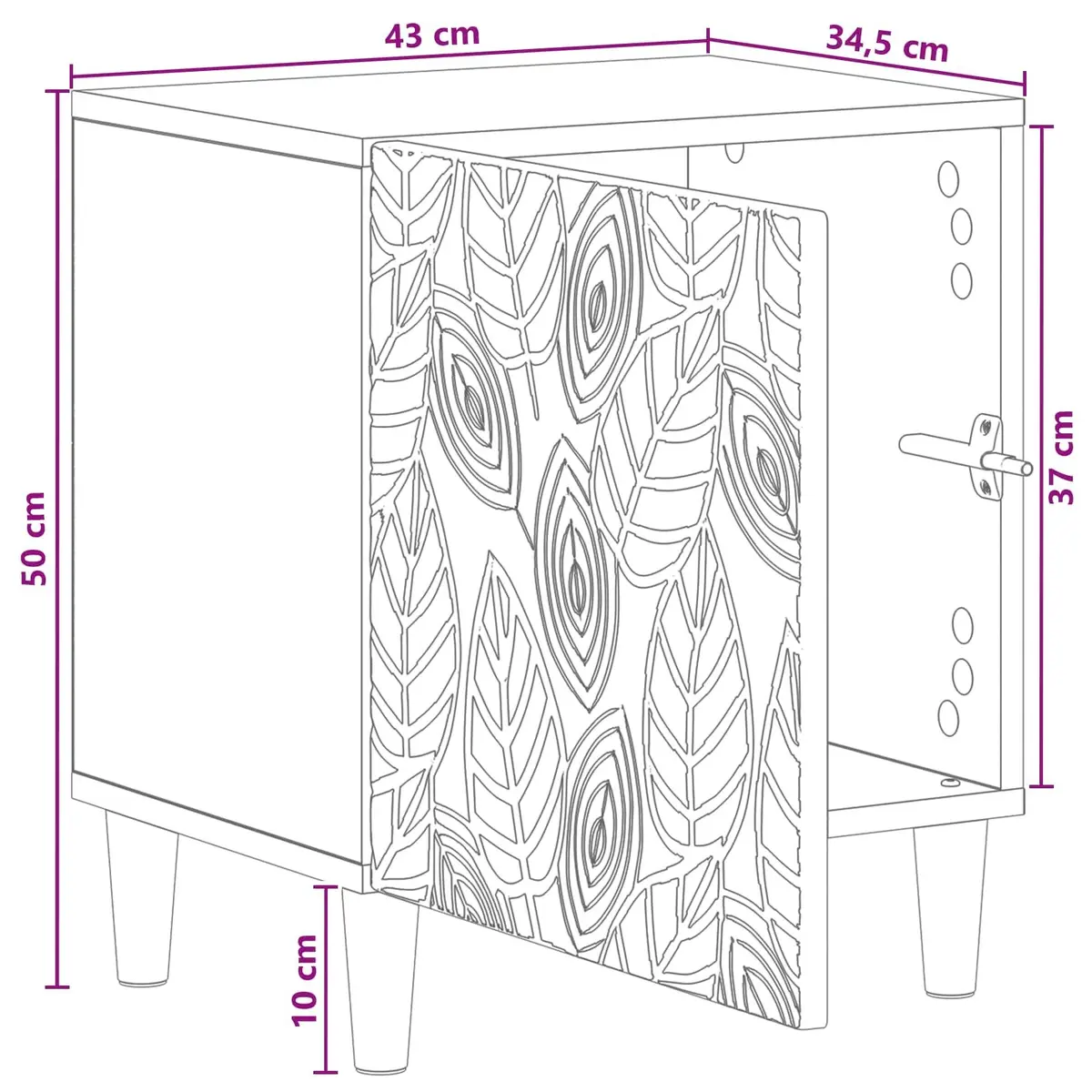 White Bedside Table with Eucalyptus Legs