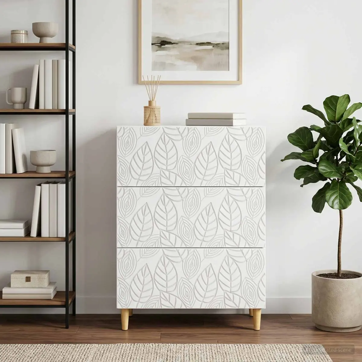 White Rectangular Drawer Cabinet for Living Spaces