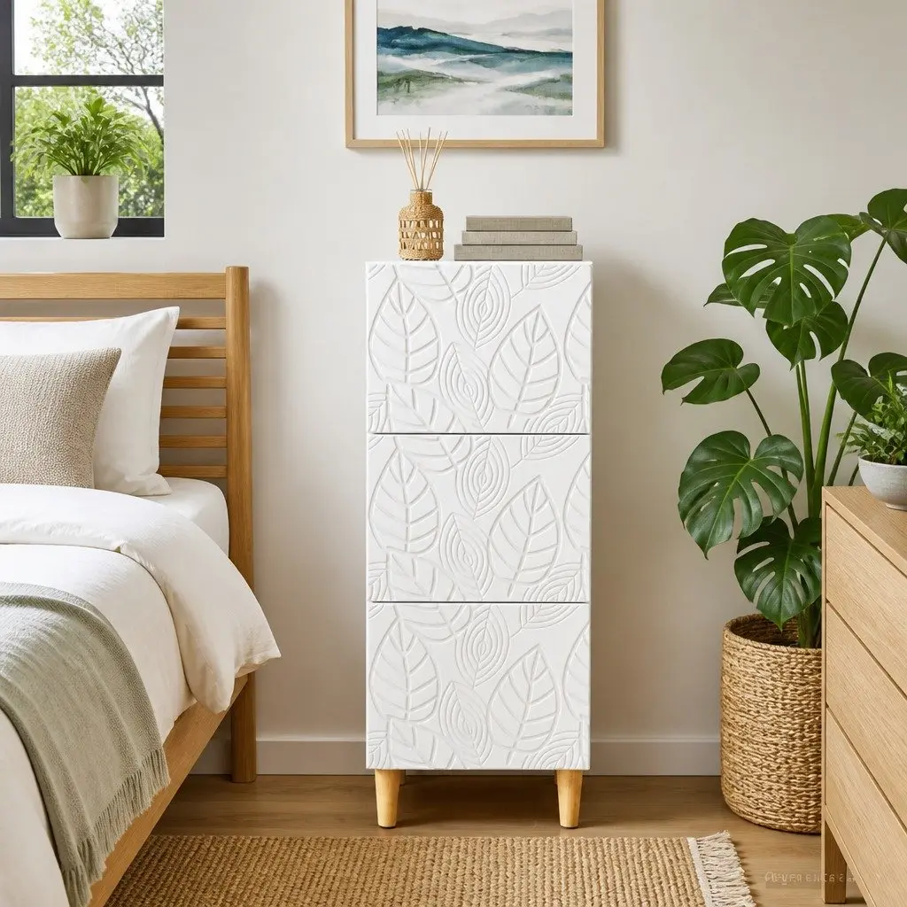 White Drawer Cabinet with Engineered Wood Frame