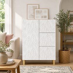 Sturdy White Sideboard Storage Cabinet 66x34.5x90cm