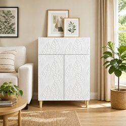 Sturdy Vintage-Style White Sideboard with Swing Doors