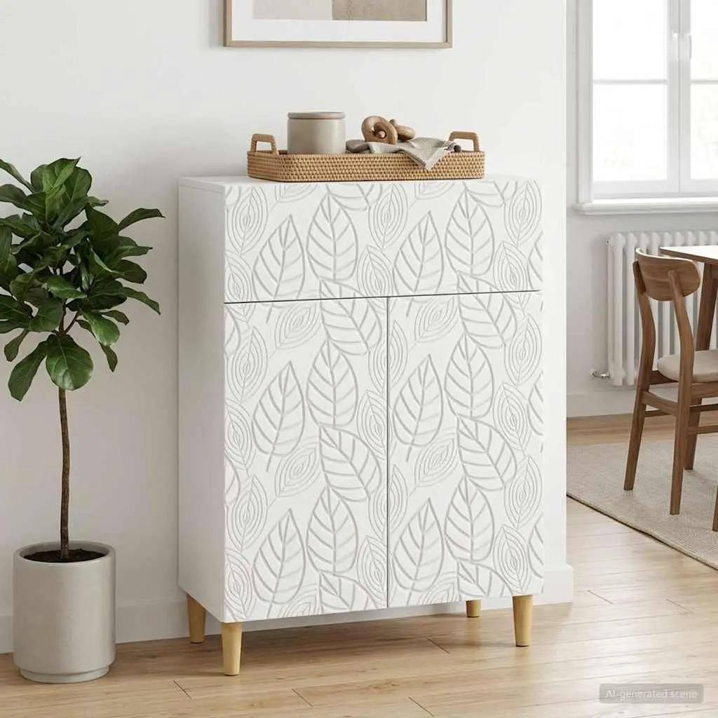 Sideboard Engineered Wood 66cm White Swing Doors Shelves