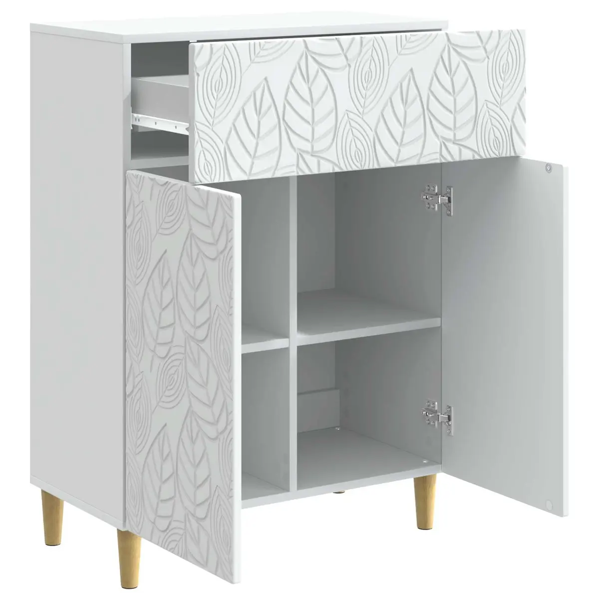 Sideboard Engineered Wood 66cm White Swing Doors Shelves