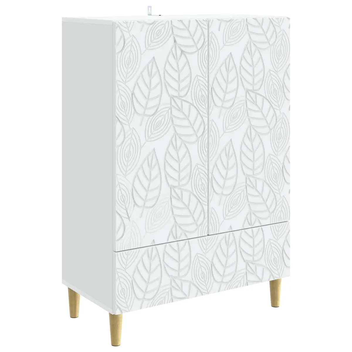 White Sideboard with Solid Eucalyptus Legs 66x34.5x95cm