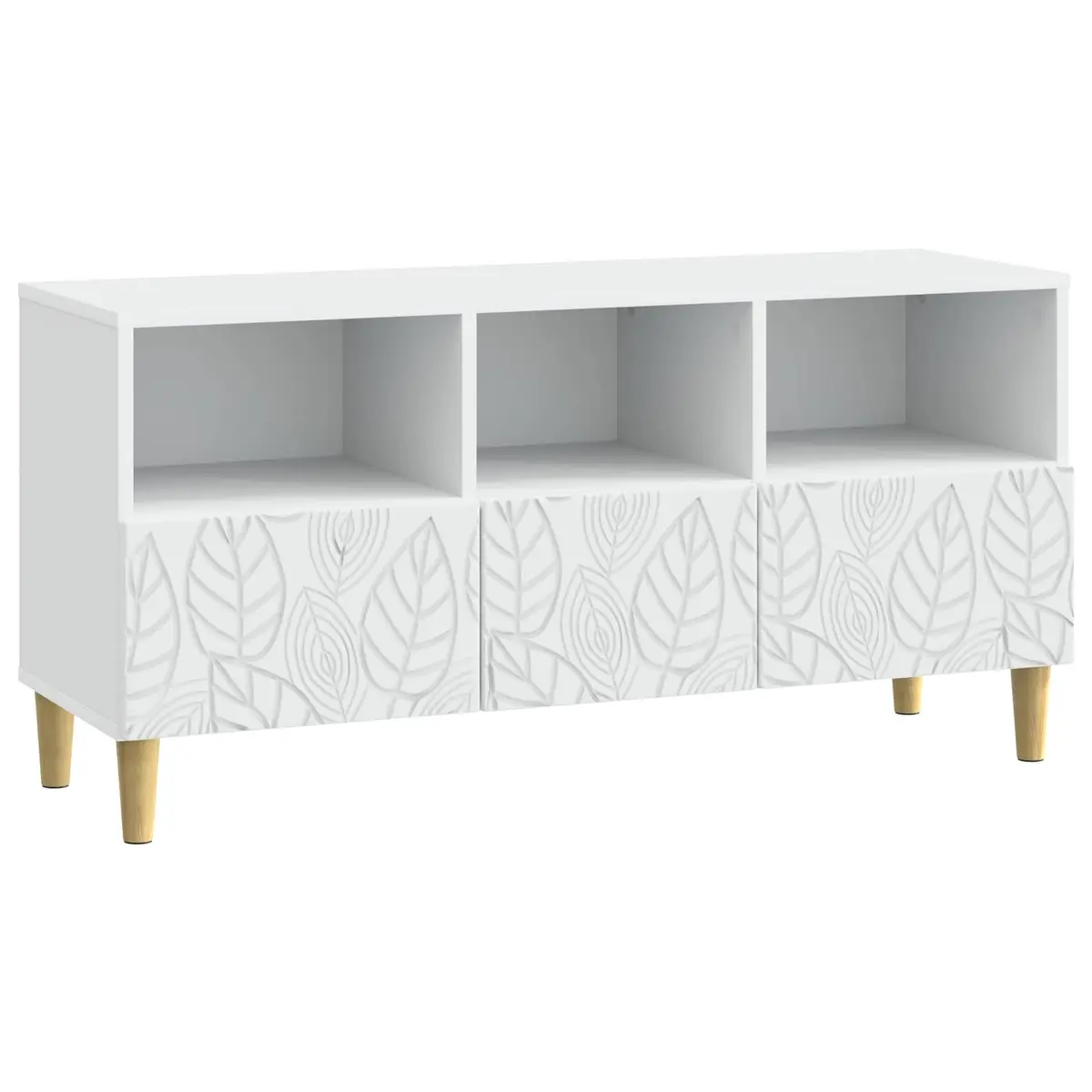 White TV Cabinet with Eucalyptus Legs