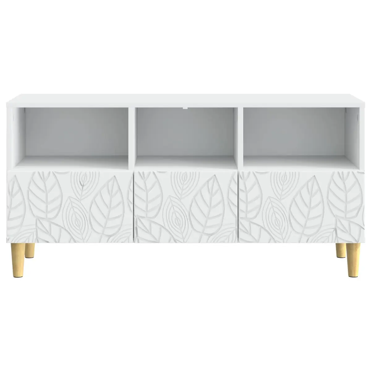 White TV Cabinet with Eucalyptus Legs