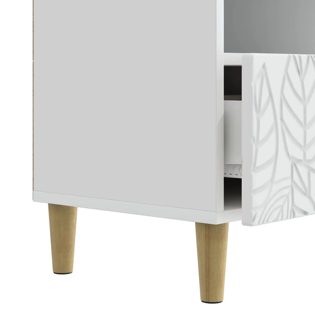 White TV Cabinet with Eucalyptus Legs