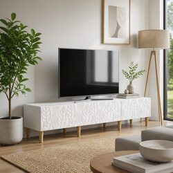 Sturdy White TV Cabinet 147 x 34.5 x 30 cm